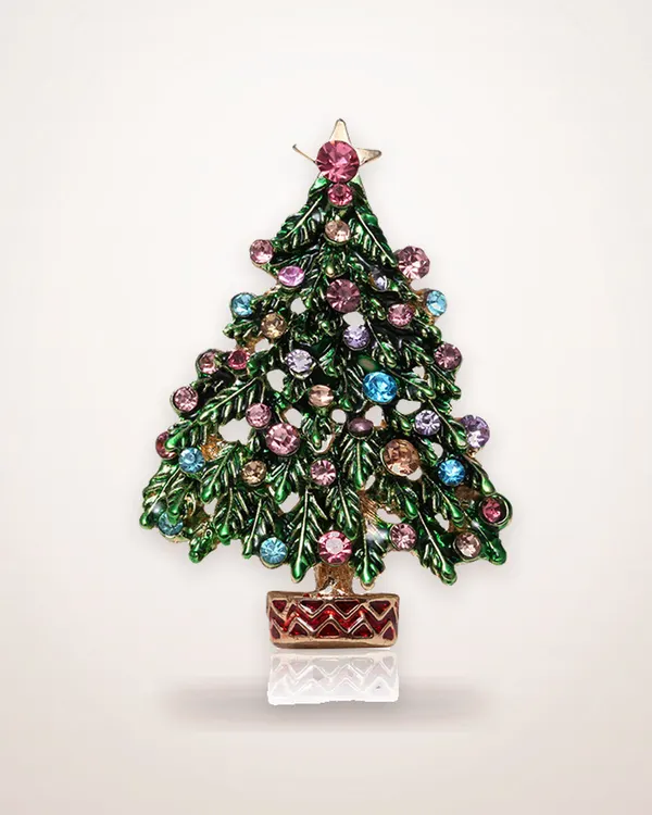Christmas Tree Brooch with Glossy Colour