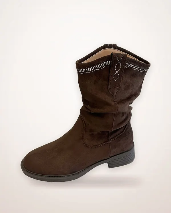 Retro Mid-Calf Boots with Chunky Heel