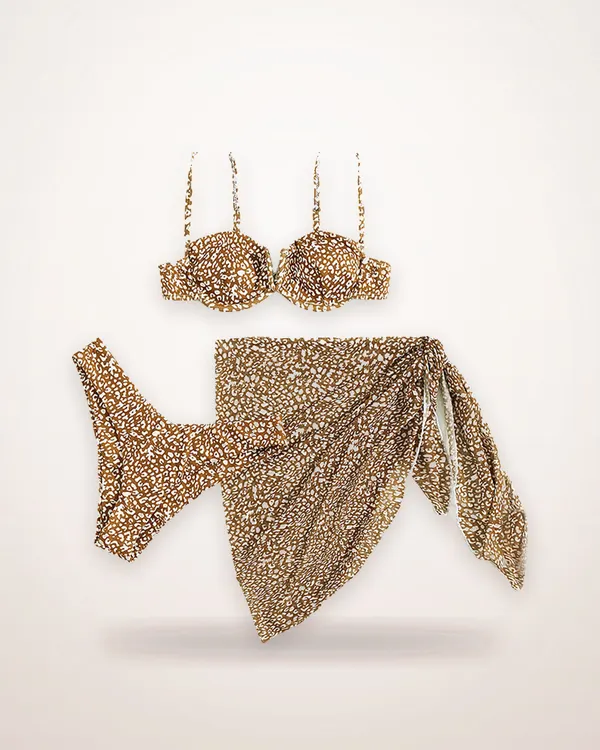 Three-Piece Floral Swim Set with Skirt