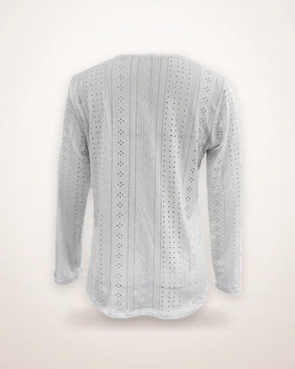 Semi-Sheer V-Neck Button-Front Blouse