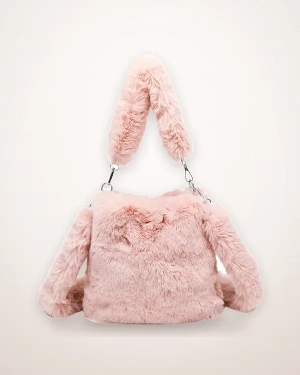 Fluffy Plush Top-Handle Shoulder Bag