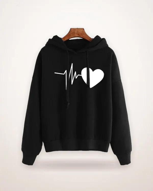 Heart Print Pullover Hoodie