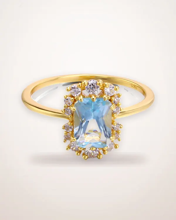 Sterling Silver Zircon Geometric Ring