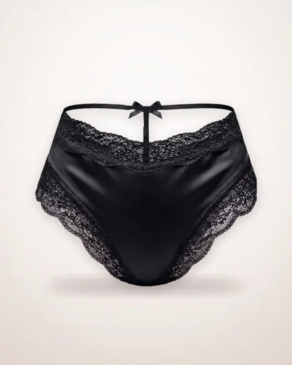 Satin Lace Trim Low-Rise Briefs