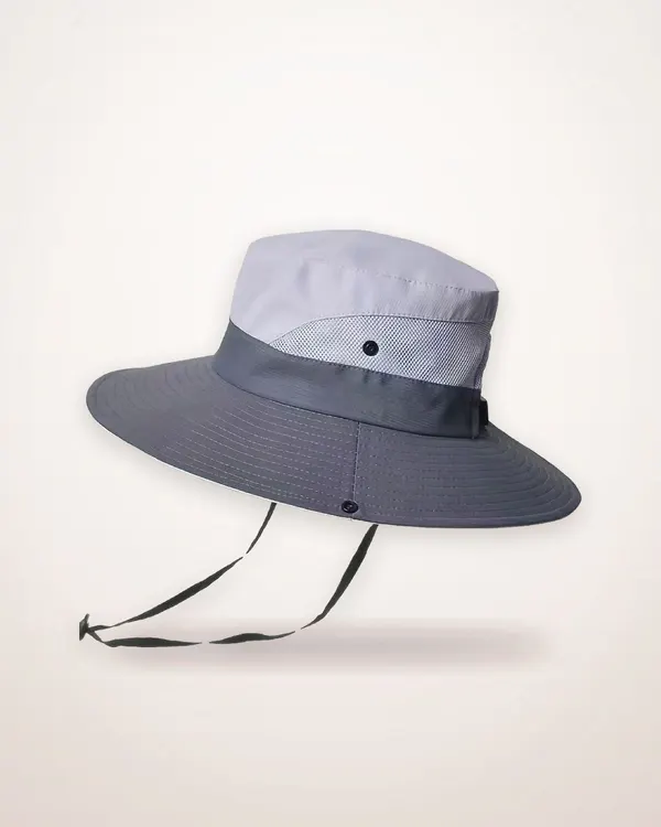 Wide-Brim Color-Block Sun Hat