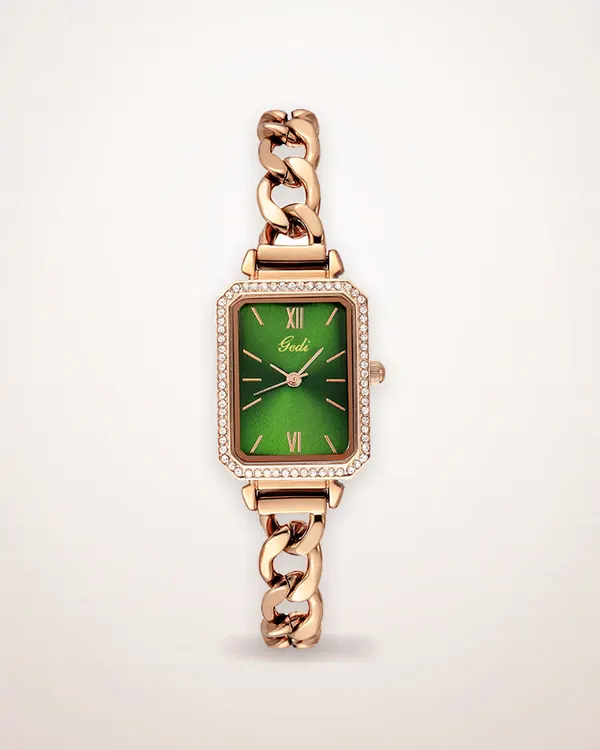 Rhinestone Denim Strap Watch