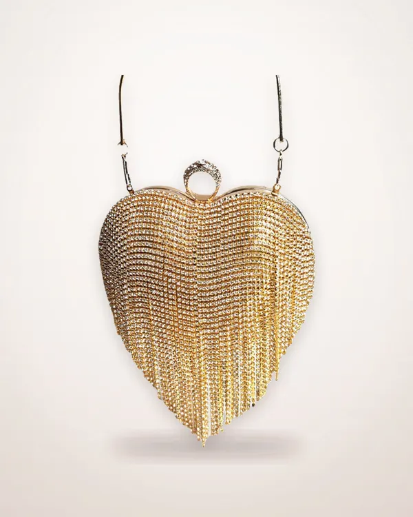 Heart-Shaped Tassel Evening Bag