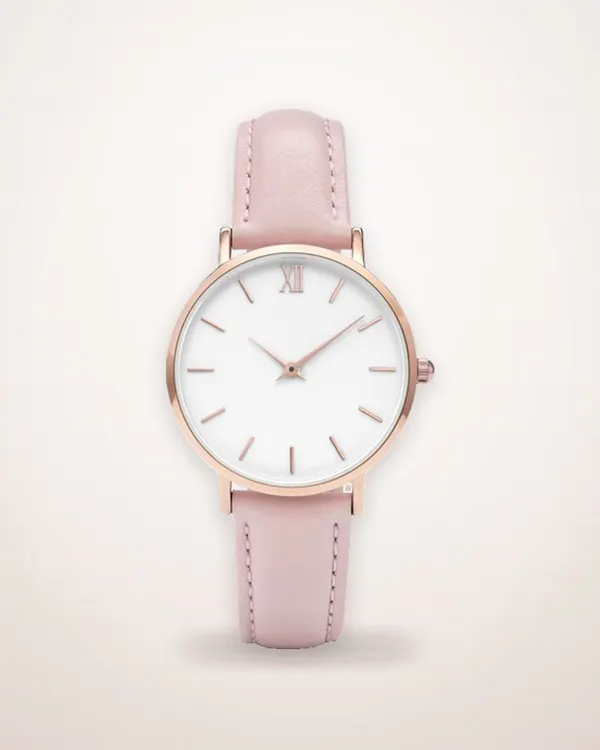 Oval Dial Leather Strap Quartz Watch