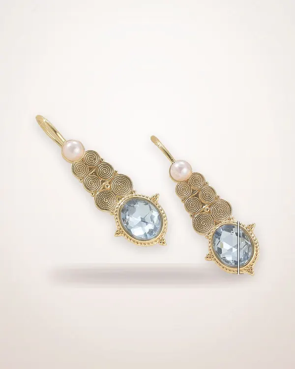 Pearl Filigree Crystal Drop Earrings