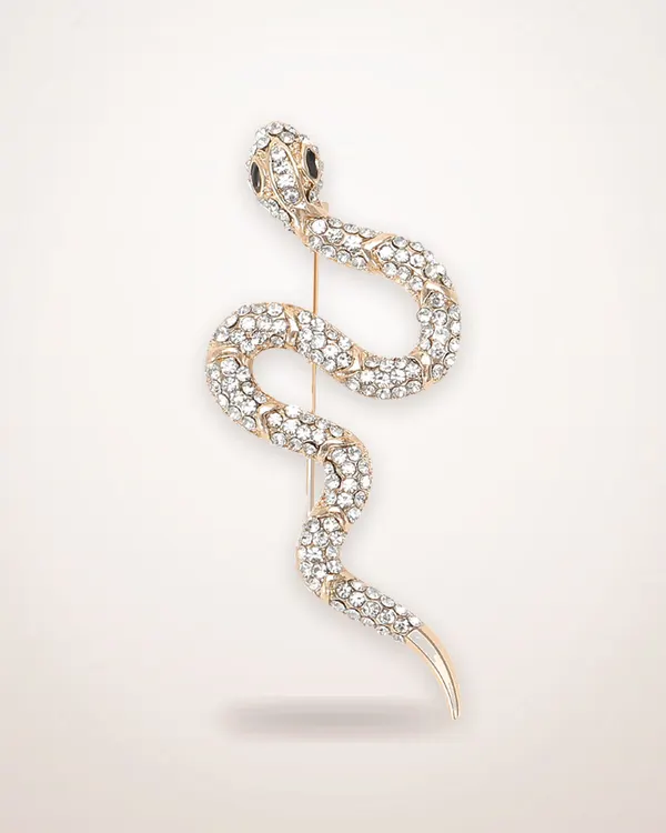 Rhinestone Snake Brooch Pin