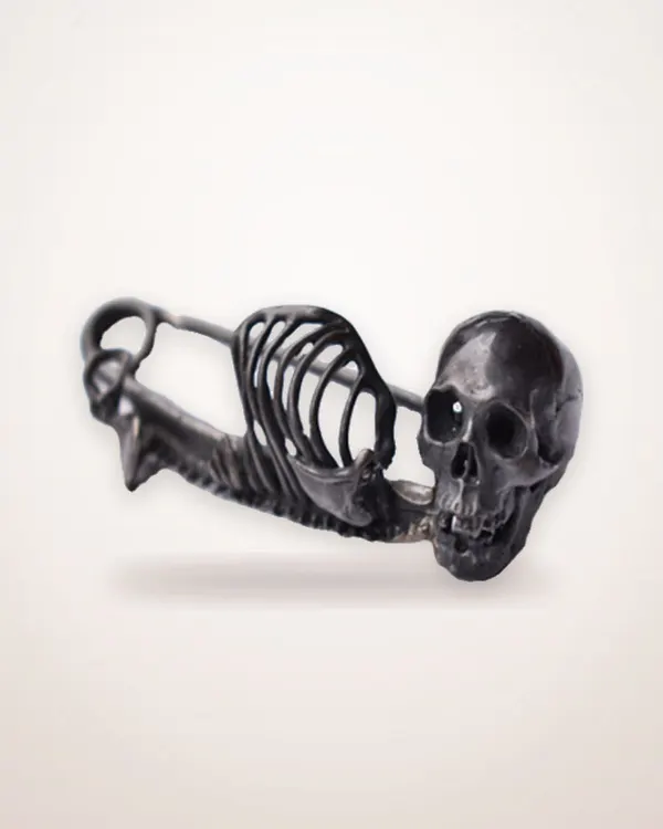 Antiqued Skeleton Motif Brooch