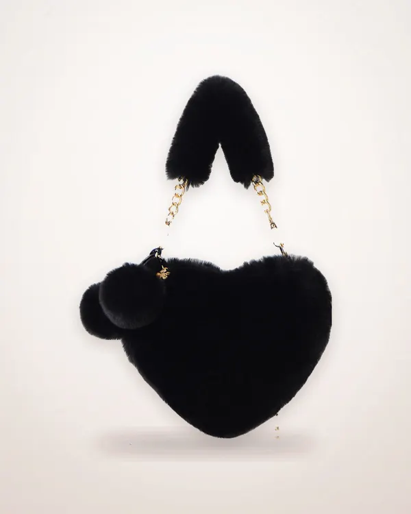 Heart-Shaped Plush Handbag