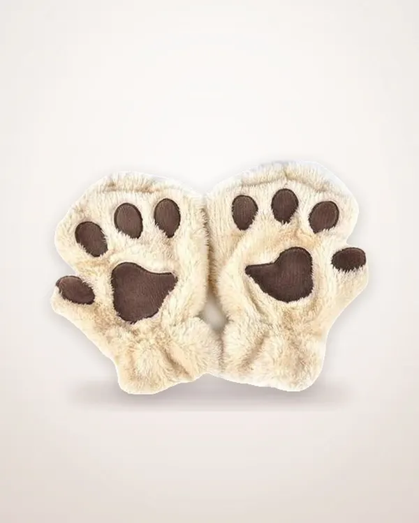 Embroidered Cat Paw Half-Cover Gloves