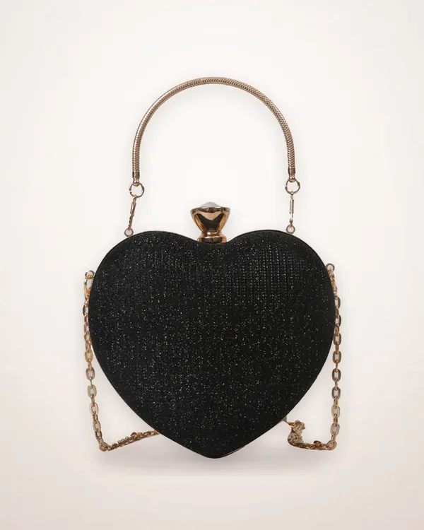 Heart Shaped Clutch Bag with Chain Strap
