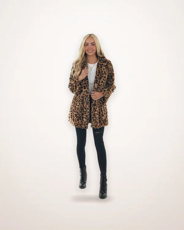 Leopard Print Faux Fur Coat