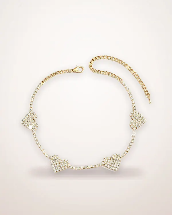 Four-Heart Paved CZ Choker