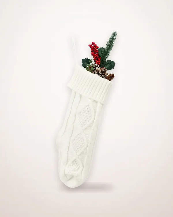 Embroidered Knit Christmas Socks