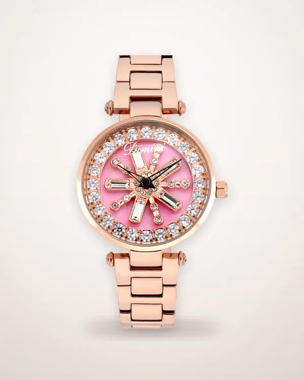 Round Steel Quartz Watch, Butterfly Clasp