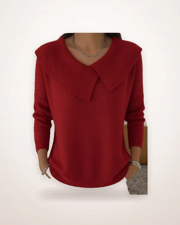 Retro Slim Lapel Knit Sweater
