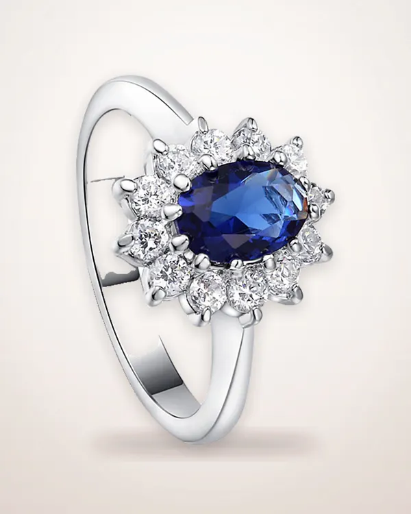 Blue Zircon Engagement Ring in Gold
