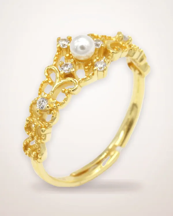 Gold-Plated Hollow Geometric Ring