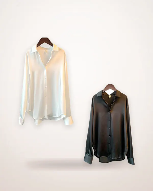 Long-Sleeve Satin Shirt