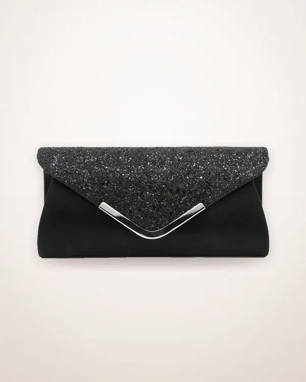 Sequined Zip Pouch Bag