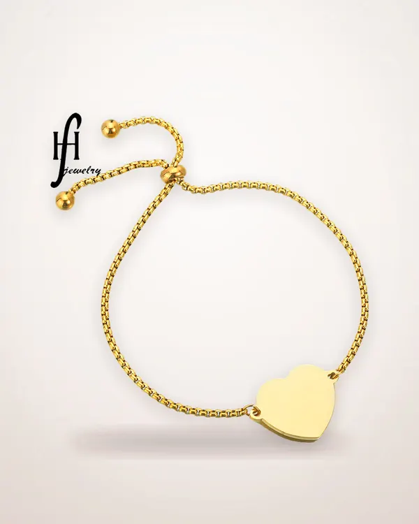 Heart Charm Adjustable Stainless Steel Bracelet