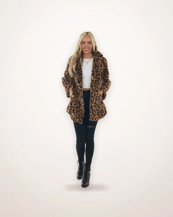 Leopard Print Faux Fur Loose Coat
