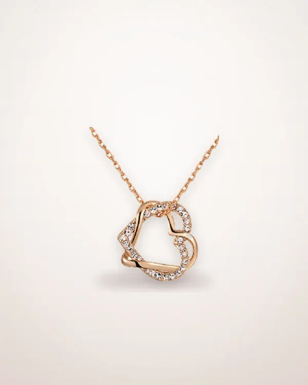 Double Heart Crystal Pendant Necklace