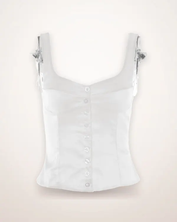 Satin Square-Neck Button-Back Camisole