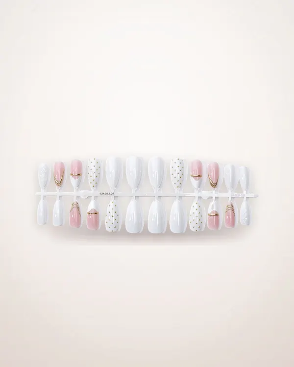 Short Almond French Polka Dot Press-On Nails