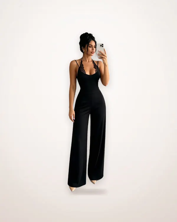 Lace Halter V-Neck Bodysuit