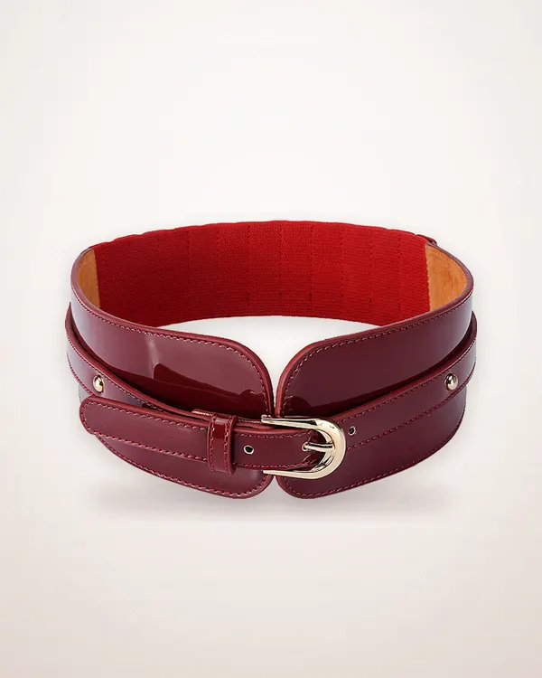 Patent Leather Rivet Wide Belt