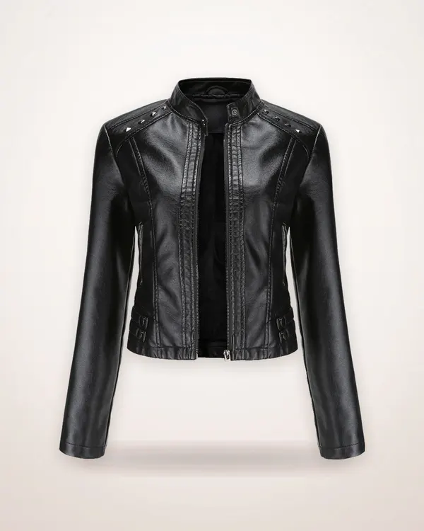 Studded Faux Leather Cropped Jacket