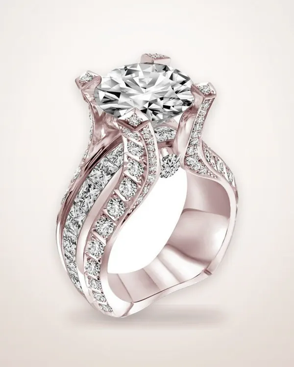 Rose Gold Plated Oval Zircon Ring