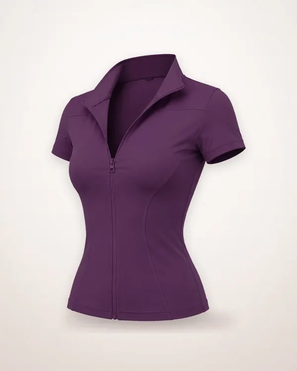 Stretch Jersey Zip-Front Sports Top