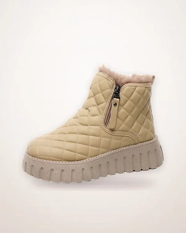 Plaid Platform Ankle Snow Boots