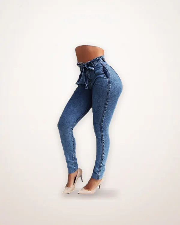 Fringed Hem Denim Jeans