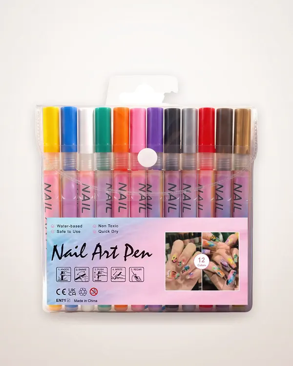 12-Piece Waterproof Nail Art Pen Set