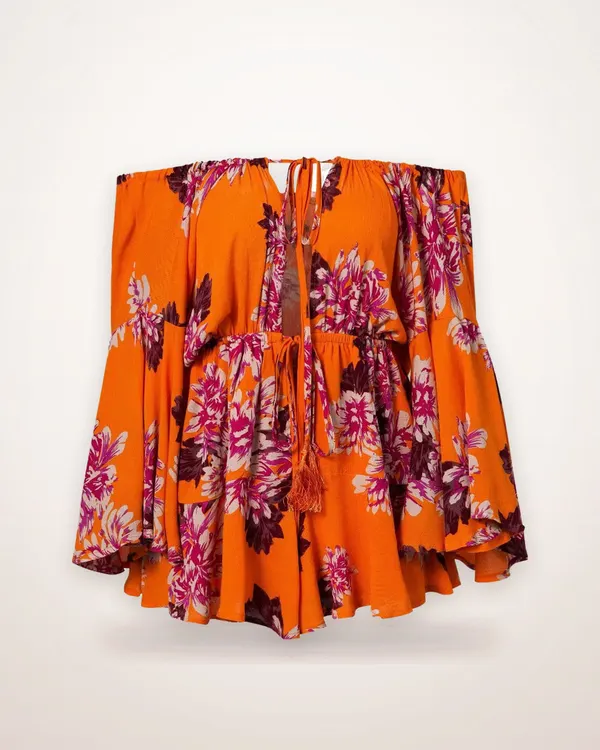 Word Print Short Sleeve Jumpsuit