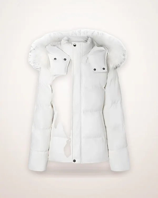 Long Padded Coat with Fur Collar
