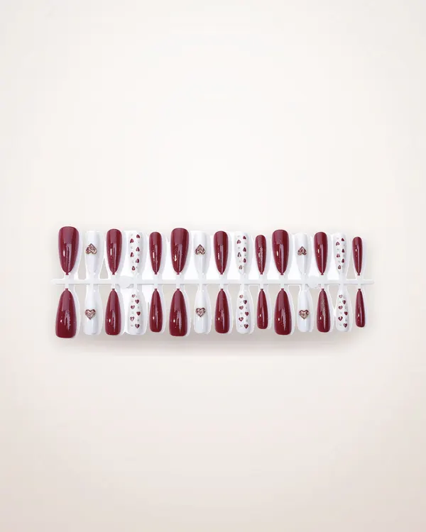30-Piece Red Heart Press-On Nails