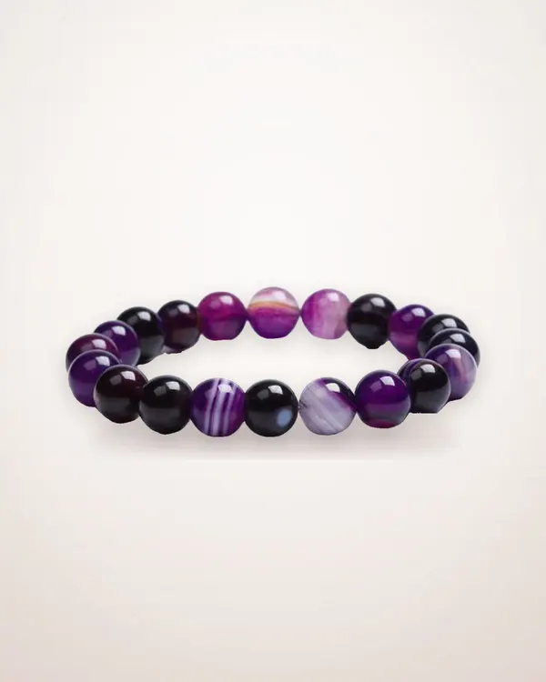Violet Agate Bead Bracelet