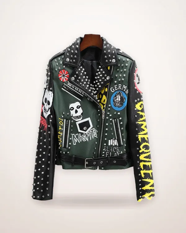 Floral Print Faux Leather Moto Jacket