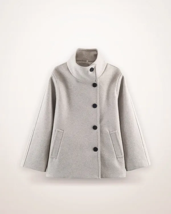 Satin High Collar Short Coat