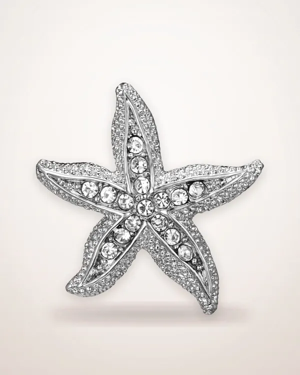 Silver-Tone Rhinestone Animal Brooch