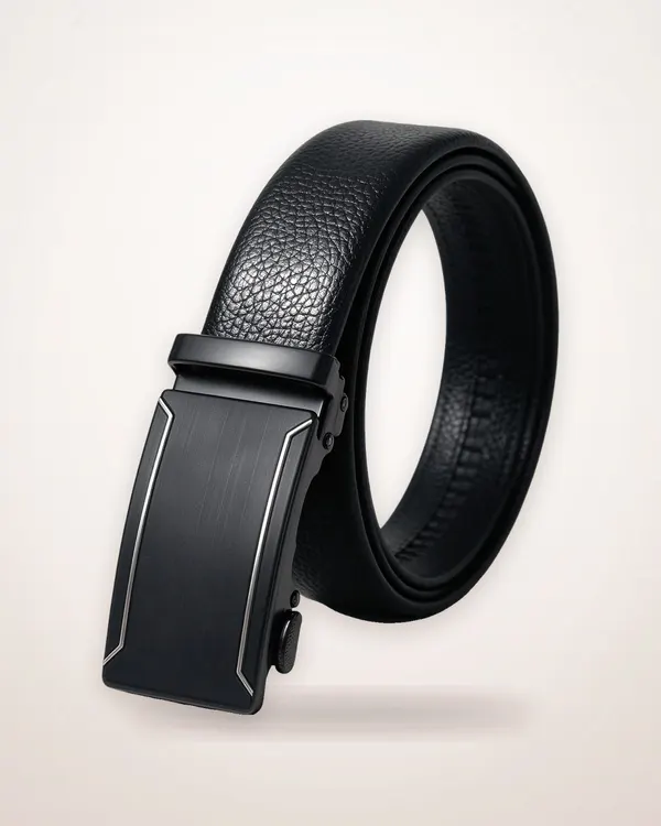 PU Automatic Belt with Geometric Buckle
