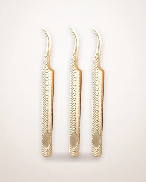 Golden Wood Grain Lash Extension Tweezers