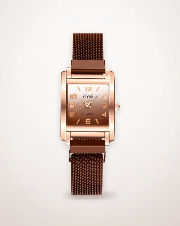 Rectangular Quartz Watch with Magnetic Buckle